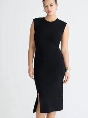 J. Crew Black Sleeveless Midi Sheath Sweater Dress NWT